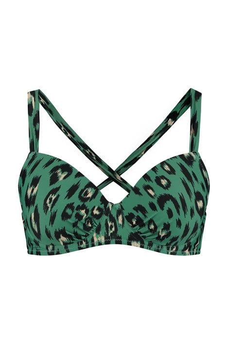 LUXE LEOPARD NORA PADDED WIRE TOP B/C WASHED GREEN 1