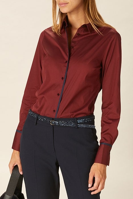 BASIC SHIRT PIPING DETAIL BROWN 2