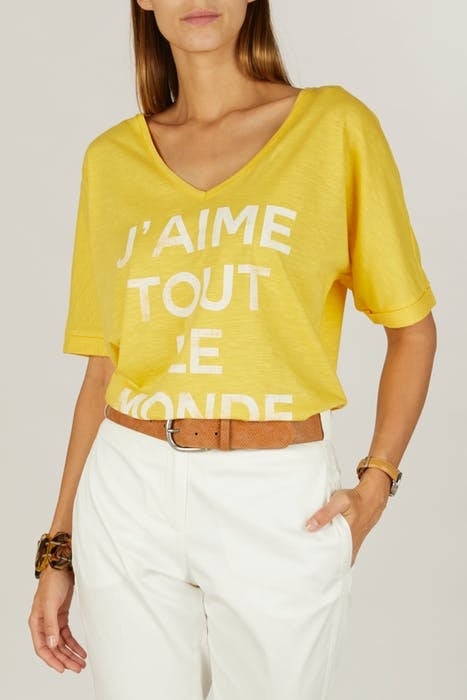 V-NECK LOOSE TEE SS + DECO YELLOW 5