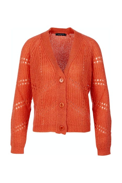 LOOSE V-NECK AJOUR CARDI LS ORANGE 2