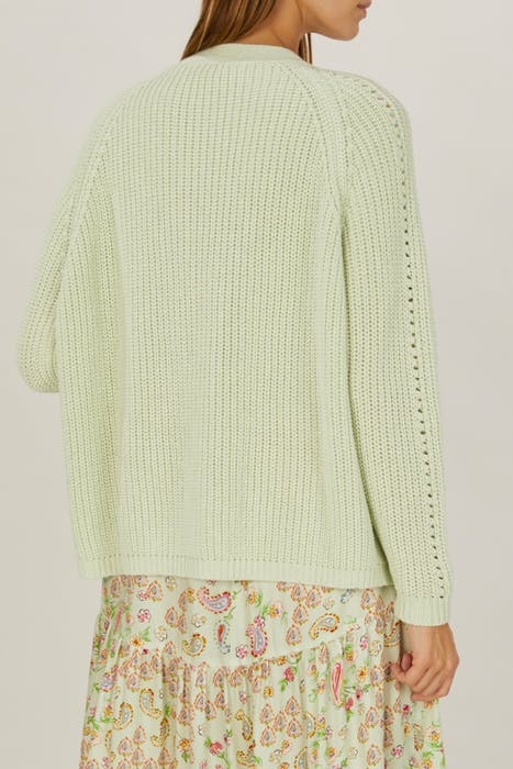 LOOSE V-NECK AJOUR CARDI LS GREEN 5