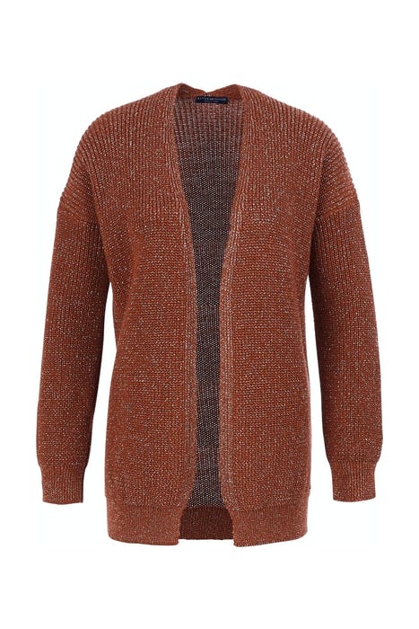 V-NECK LUREX CARDI LS BROWN 1