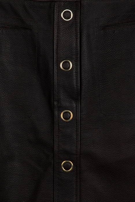 PANEL BUTTON LEATHER SKIRT DK. CHOCOL 2