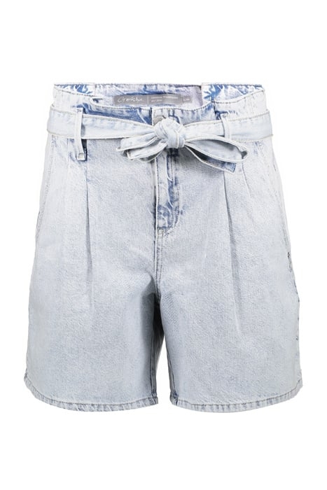 SHORT WITH STRAP AT WAISTBAND BLEACHED DENIM 1