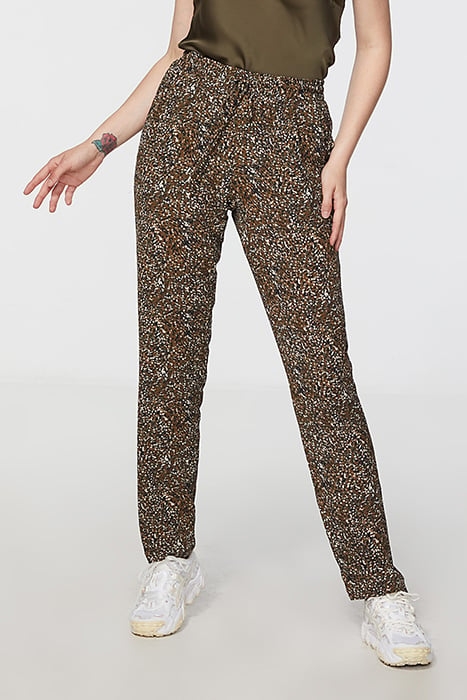 MICRO CAMOUFLAGE-PRINT CRÊPE STRAIGHT TROUSERS KHAKI 1