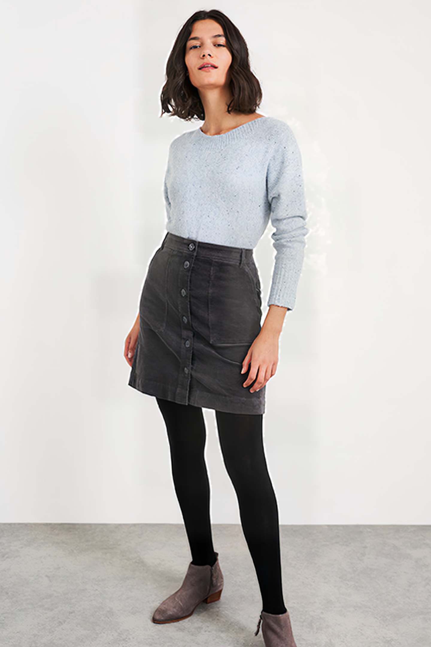 CANTERBURY ORGANIC CORD SKIRT MID GREY 2