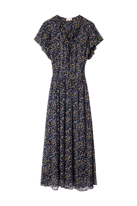 RAINY CRINKLE PRINT ETOILES ROBE ENCRE 4