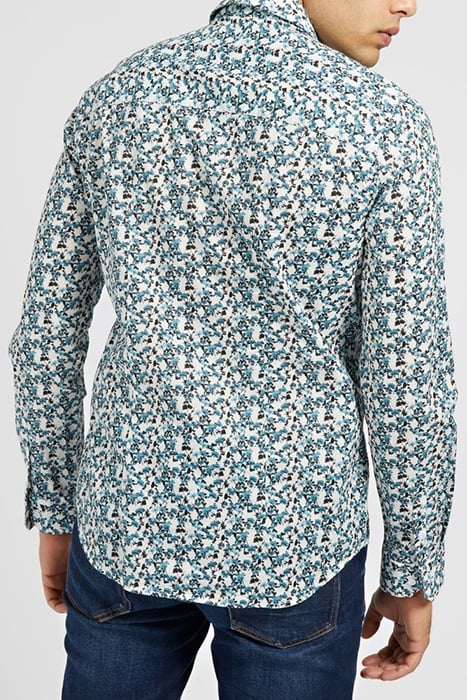 LS ITALIAN COLLAR NOTCHED CUFF BLUE BLOOM FLOWER BLUE BLOOM  3