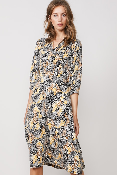 DRESS COLOURFUL ANIMAL PRINT BRIGHT OCHRE 5