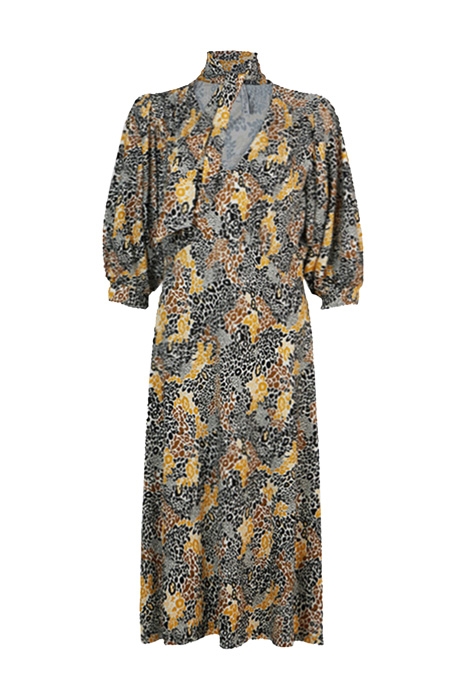 DRESS COLOURFUL ANIMAL PRINT BRIGHT OCHRE 1