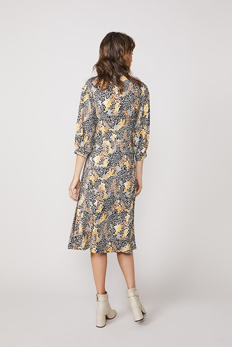 DRESS COLOURFUL ANIMAL PRINT BRIGHT OCHRE 3