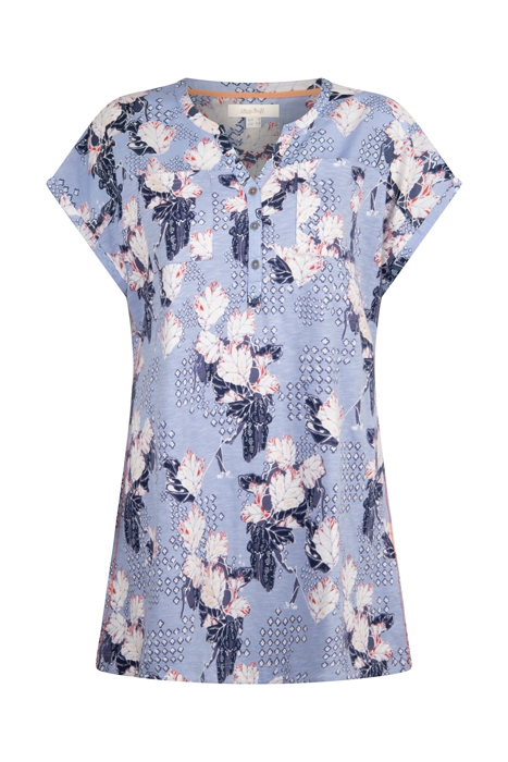 SUMMER JERSEY WOVEN MIX TUNIC BLUE MLT 1