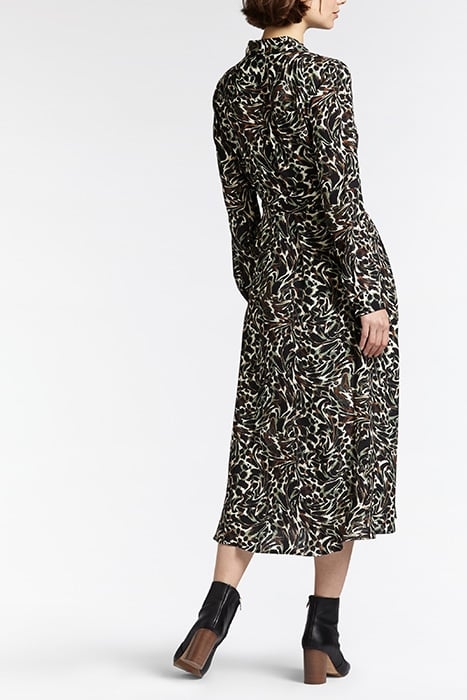 DRESS WOVEN LONG ON ANIMAL SWIRL ON FULL CREPE ALMOST BLACK 2