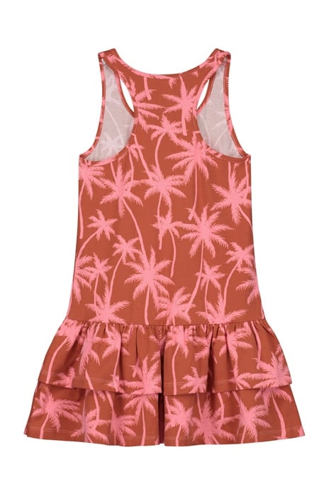 GIRLS SAMOA DRESS VACATION PALM SPICE ROUTE BROWN 2