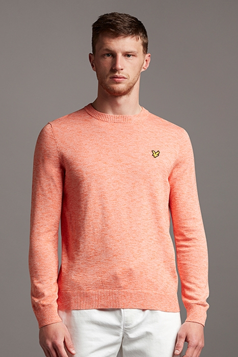 COTTON KNITTED CREW NECK JUMPER BURNT SIENNA 1