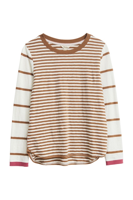 CASSIE STRIPE TEE BROWN MULTI 1