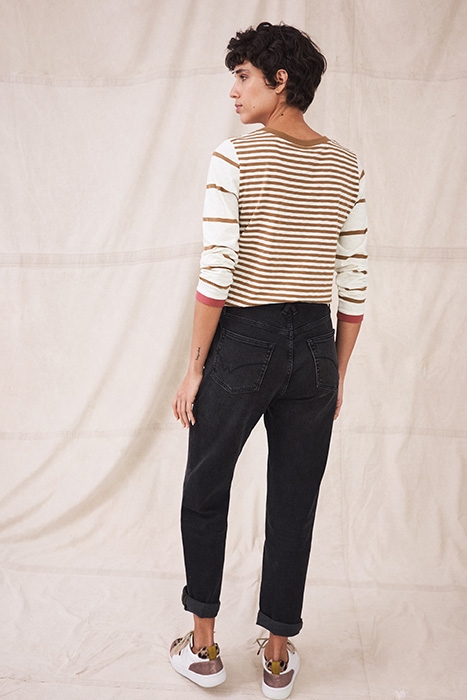 CASSIE STRIPE TEE BROWN MULTI 3