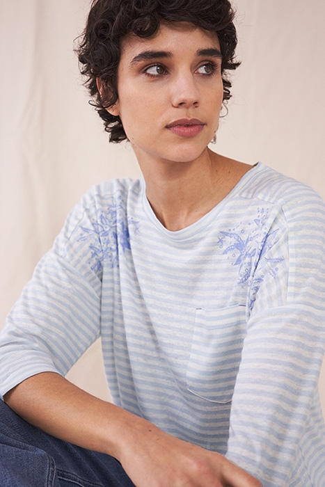 LENNOX LINEN JERSEY TEE BLUE MULTI 4