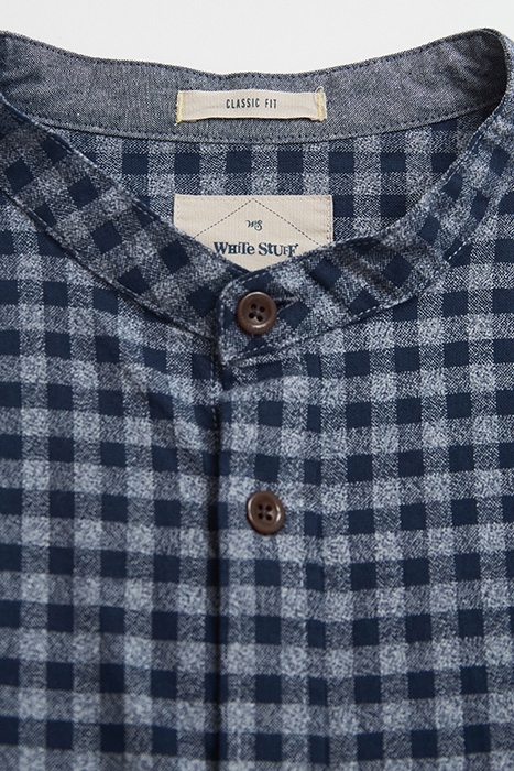 GORSE GRANDAD CHECK SHIRT DARK NAVY 5