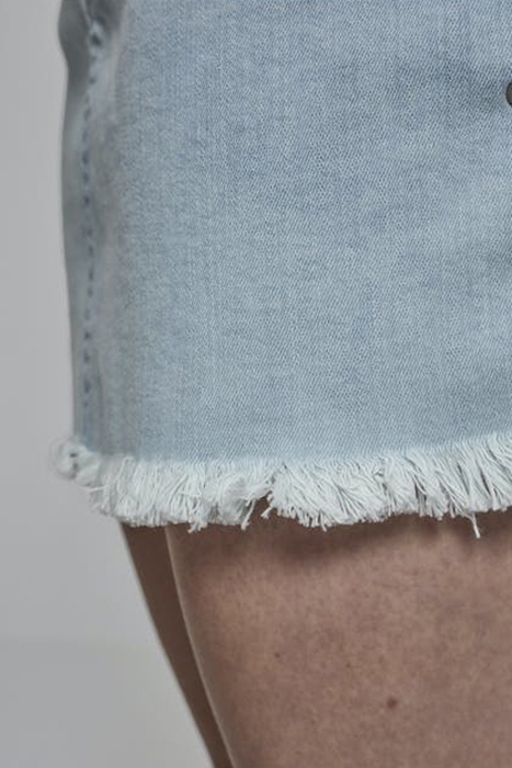 LADIES DENIM LACE UP SKIRT BLUE BLEACHED 6