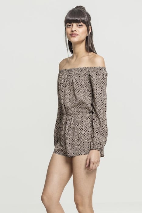 LADIES SHORT LONGSLEEVE OVERALL BLK/FLOWER 6