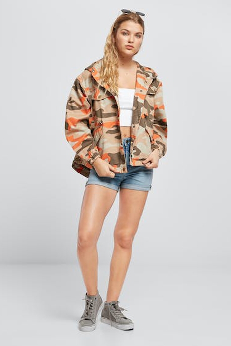 LADIES OVERSIZED CAMO PARKA JACKET BRICK CAMO 4