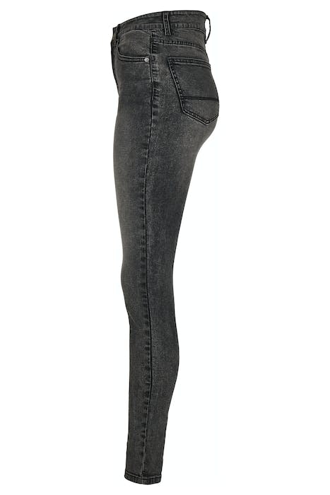 LADIES HIGH WAIST SKINNY JEANS BLACK STONE WASHED 8