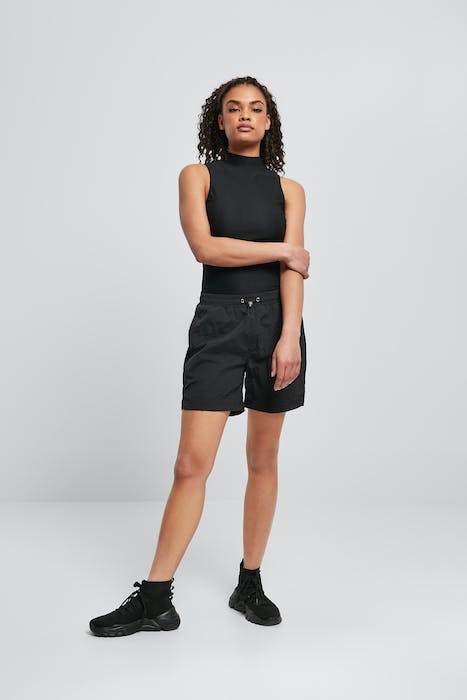 LADIES CRINKLE NYLON SHORTS BLACK 4