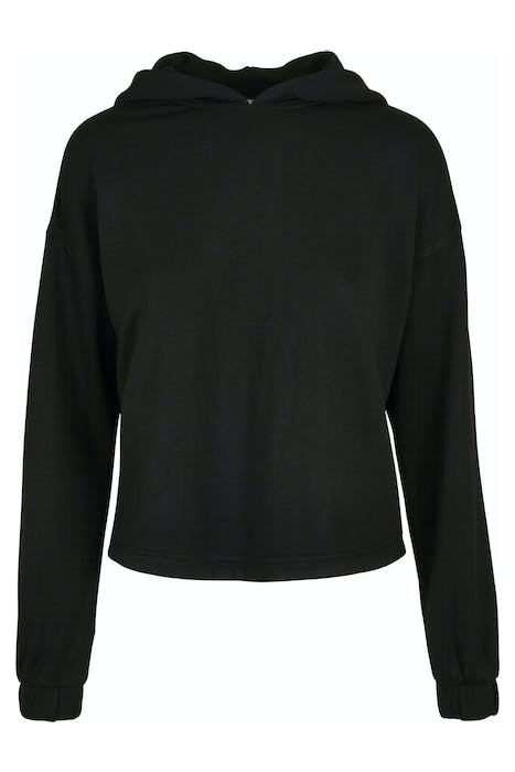 LADIES OVERSIZED SHAPED MODAL TERRY HOODY BLACK 1