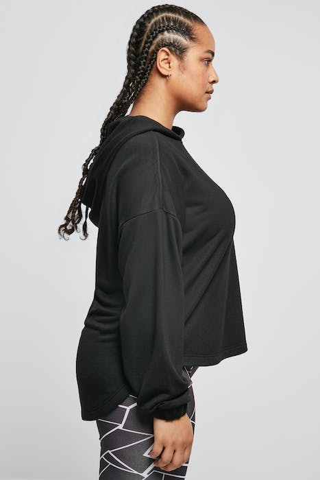 LADIES OVERSIZED SHAPED MODAL TERRY HOODY BLACK 5