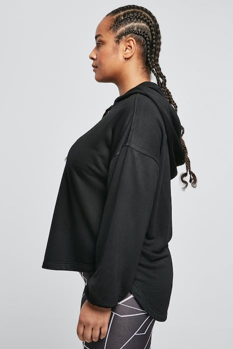 LADIES OVERSIZED SHAPED MODAL TERRY HOODY BLACK 6