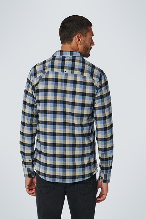 SHIRT STRETCH CHECK RESPONSIBLE CHOICE COTTON DUSTY BLUE 3