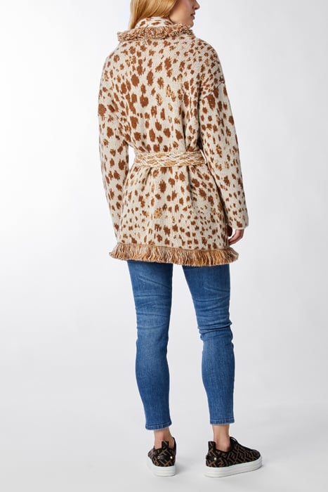 CARDIGAN BELTED WITH FRINGES BEIGE 3