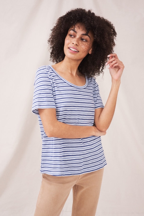 EZRA SCOOP STRIPE TEE BLUE MULTI 2