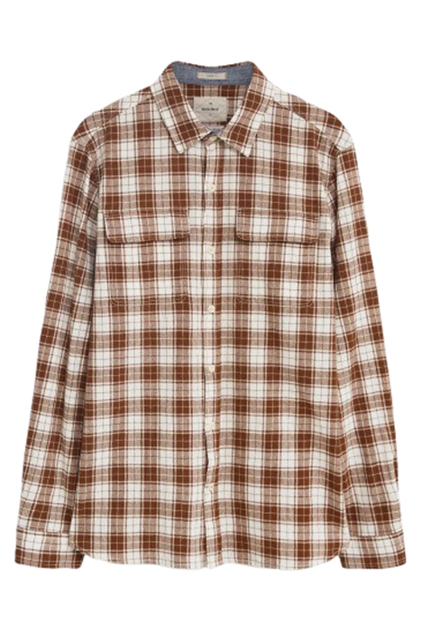 DALE CRINKLE CHECK SHIRT MID BROWN 1