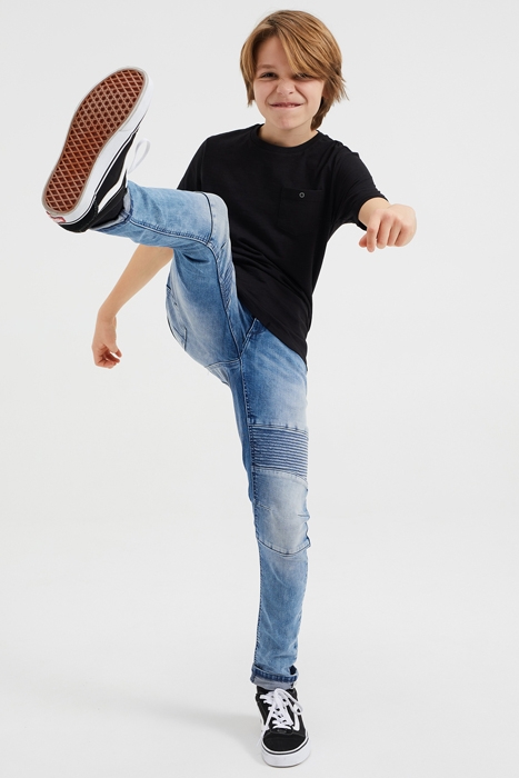 JONGENS SKINNY FIT JEANS MET BIKERDETAILS EN STRETCH BLUE 3