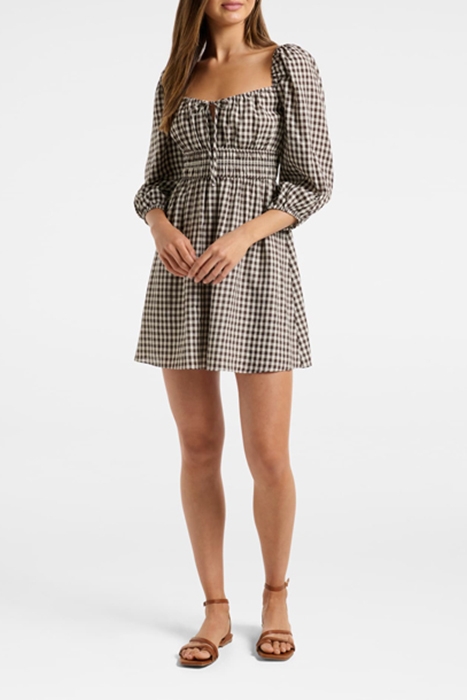 JOSIE PUFF SLEEVE MINI DRESS CHECK 4