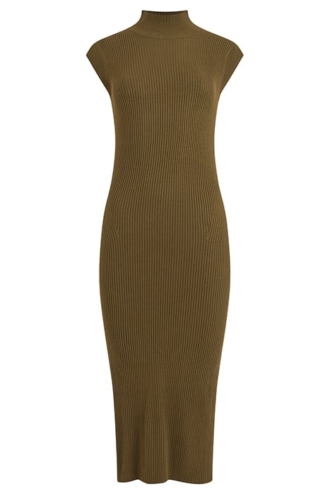 RIB FUNNEL SLV LESS DRESS M KHAKI 1
