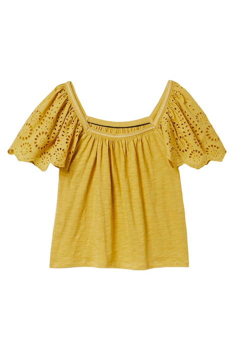 SQUARE NECK WOVEN SLEEVE TOP MUS 5