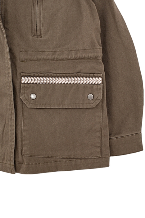 GIRLS’ KHAKI PARKA WITH DETACHABLE HOOD & EMBROIDERED BACK 4