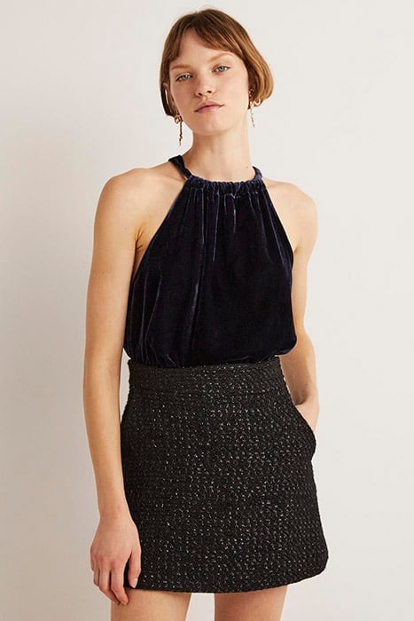 HALTERNECK VELVET TOP NVY 1