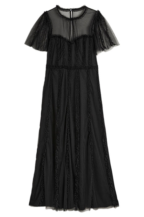 TULLE MAXI RUFFLE PARTY DRESS BLK 6