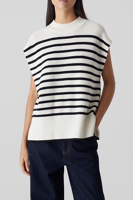 STRIPED VEST KNITS IVORY 1