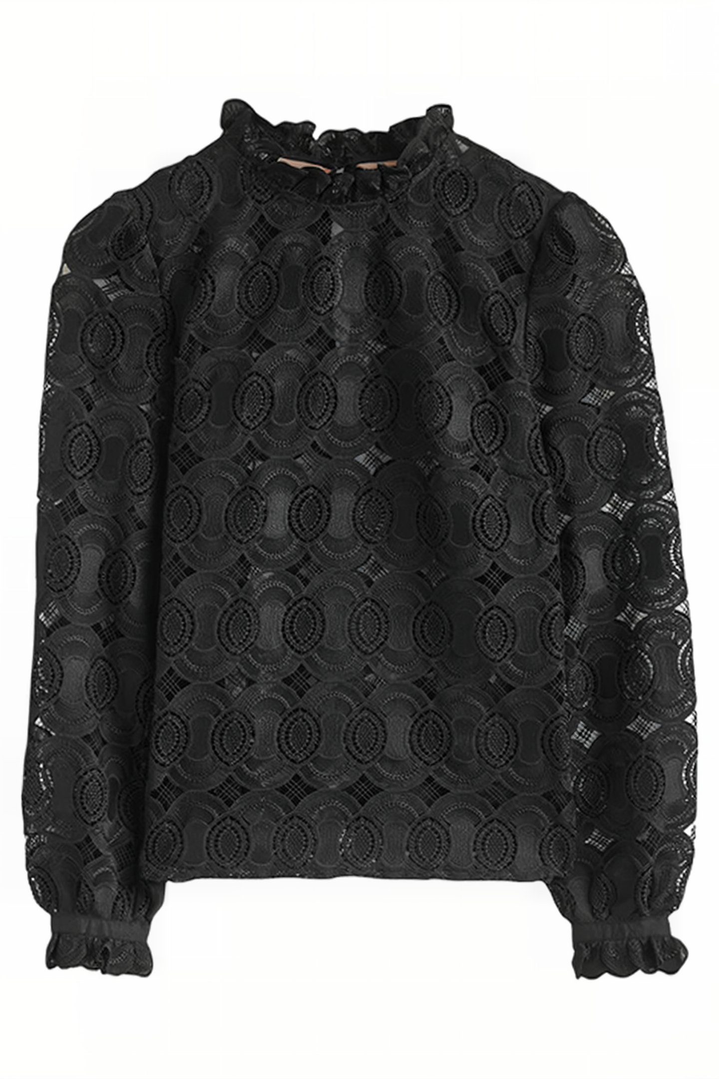 HIGH NECK LACE TOP BLK 5