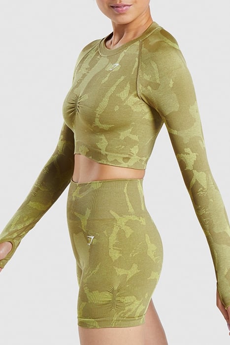 GYMSHARK ADAPT CAMO SEAMLESS LONG SLEEVE CROP TOP SAVANNA |  3