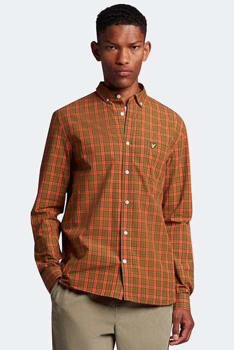 CHECK POPLIN SHIRT VICTORY ORANGE/OLIVE 1
