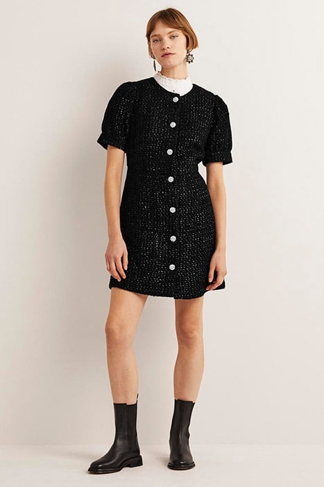 METALLIC TEXTURED MINI DRESS BLK 3