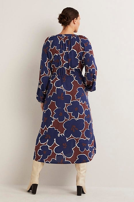 TIE WAIST DETAIL MIDI DRESS NVY 2