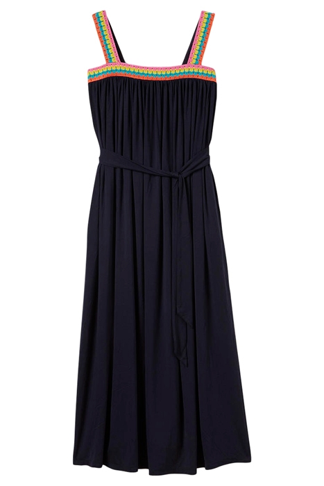 CROCHET TRIM JERSEY MAXI DRESS NAV 8