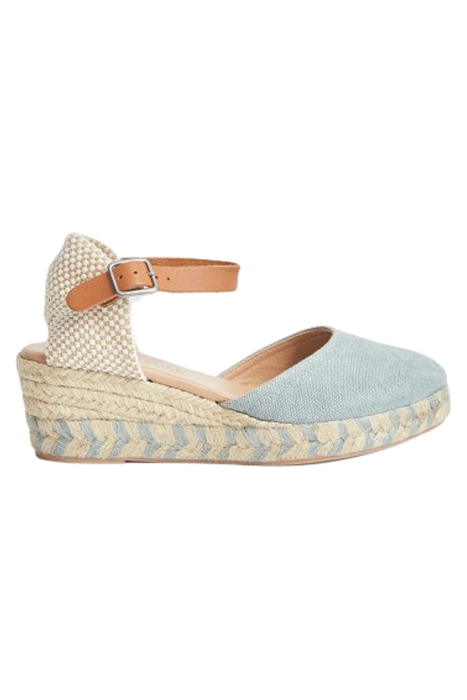 ESPADRILLE CLOSED TOE WEDGE CHAMB BLUE 1